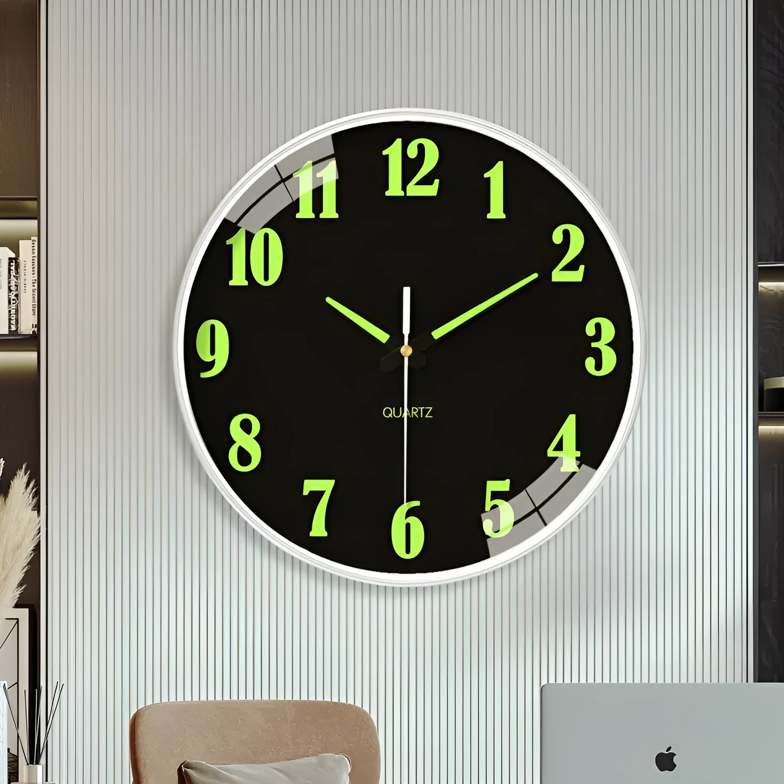 8 inch luminous wall clock with modern design in plastic construction