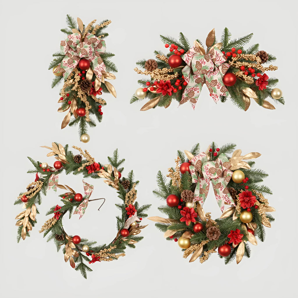 American country style plastic Christmas garland upside down ornament for wall or door decorating.