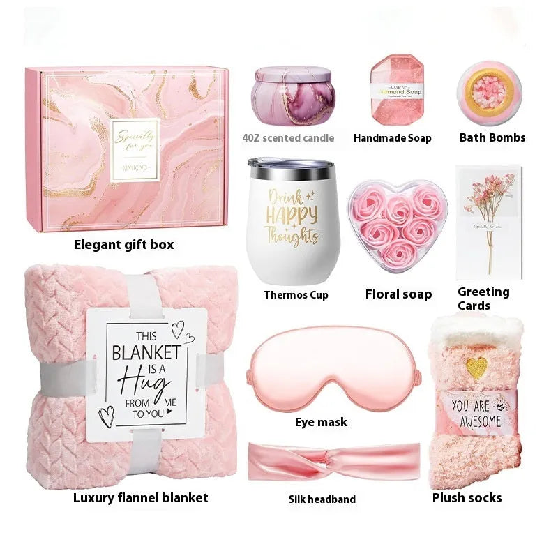 Aromatherapy bath gift set in a modern simplicity style plastic box.