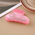 10cm pink and white acrylic shower shark hair clip with double sided spot drill design
