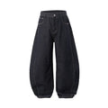 Men's wide leg denim trousers in original cow colour with mid waist design