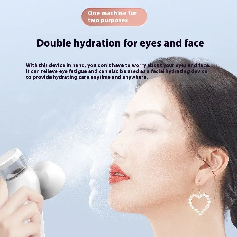 White portable rechargeable eye compress and atomization device with included eye mask and charging cable