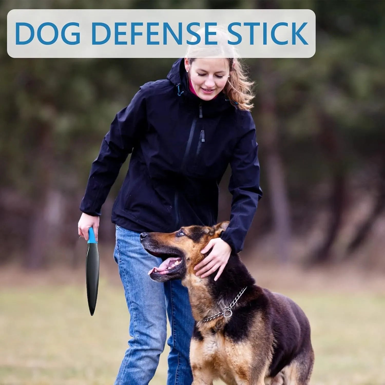 35cm blue-handled dog break stick training tool for bite prevention and mouth release