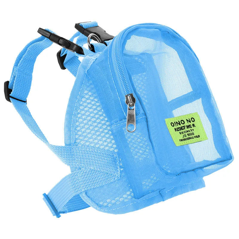 Solid colour polyester dog backpack for pet essentials storage