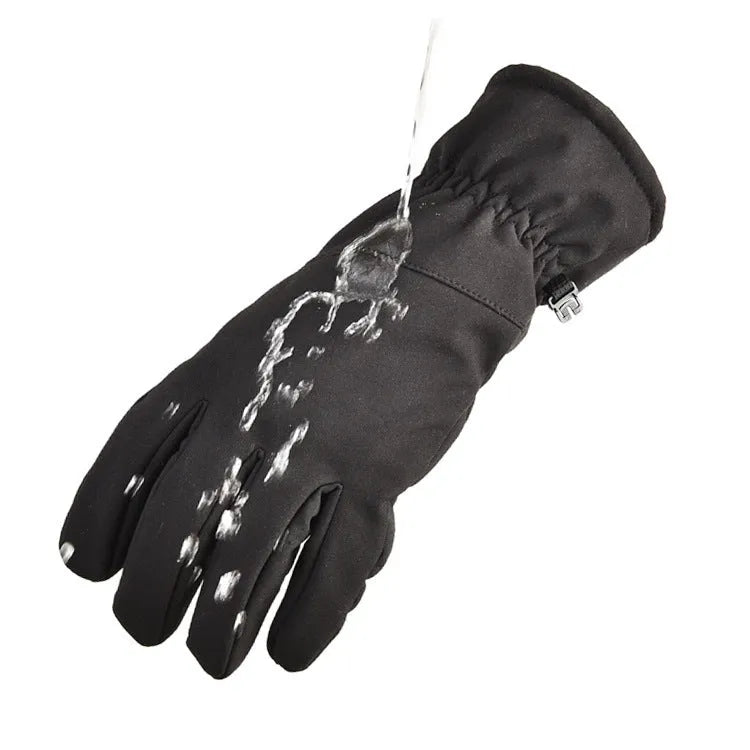 A pair of tactical winter ski gloves in camouflage colour with visible silicone grip pattern on the palm.