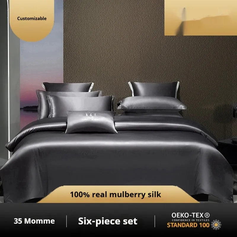 Silk four-piece quilt cover set in solid colour light luxury style with multiple size options