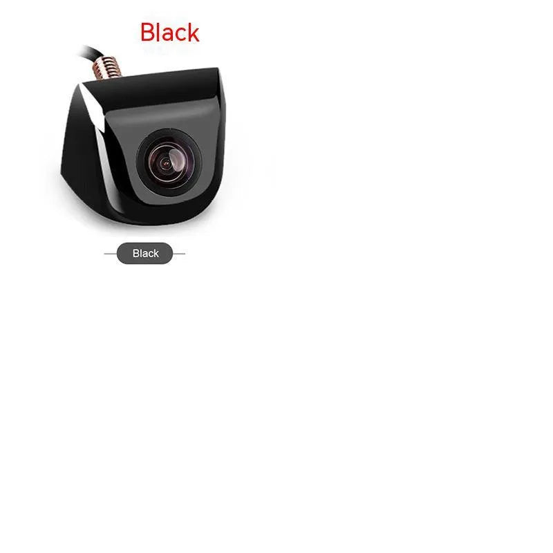 Black metal housing car rearview camera with integrated cable for vehicle installation