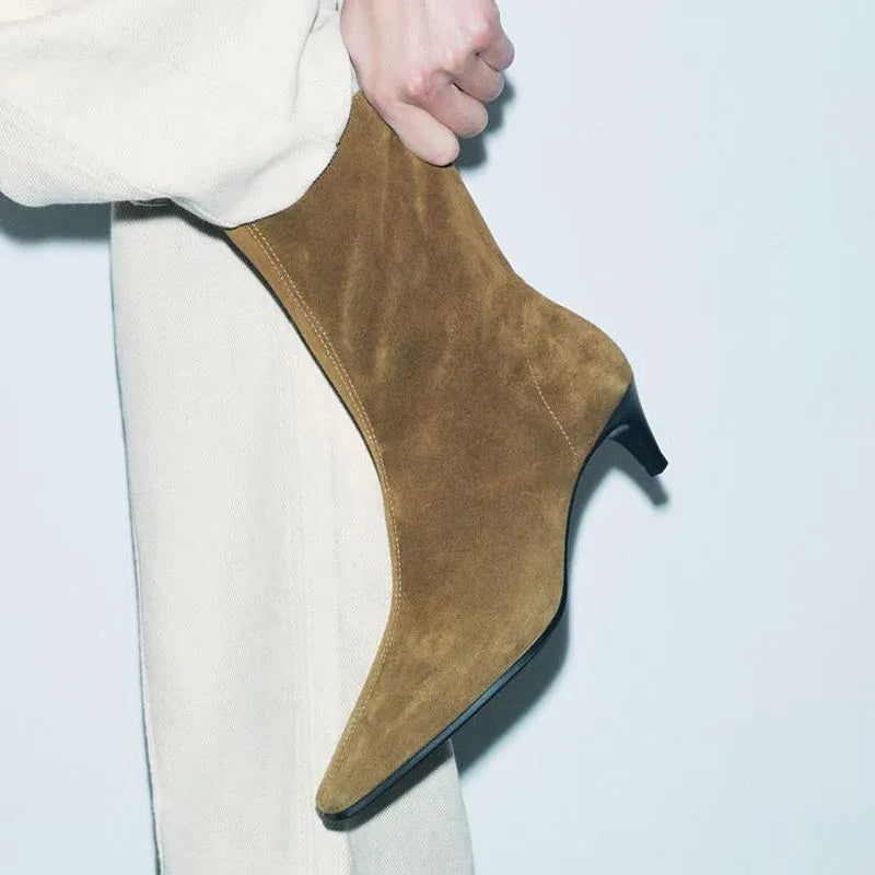 Women's black square toe ankle boots with side zipper and waterproof platform