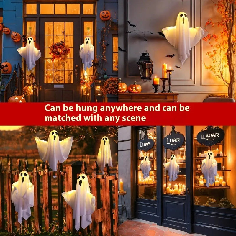 Electronic Halloween ghost light decoration with cloth construction and battery operation