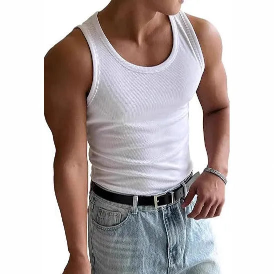 Men's round neck grey fitness T-shirt with a wool lining, shown in a tight, sporty fit.
