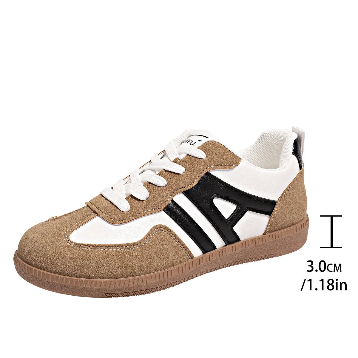 Women's retro colour matching jogging shoes with lace-up design and platform sole