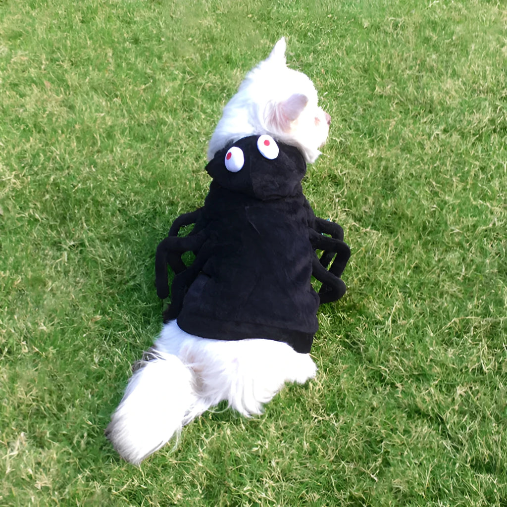 Halloween spider costume for dogs with spiderweb pattern in polyester fabric