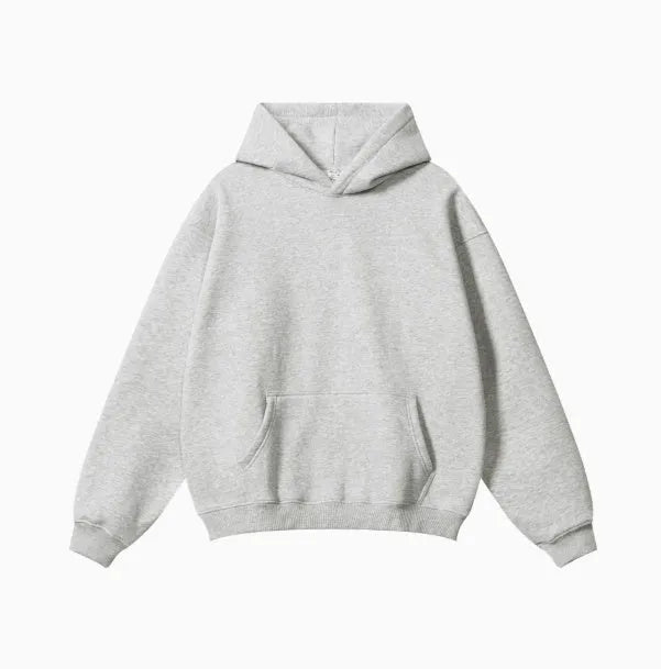 Men's cotton terry hooded sweater in loose fit with drop-shoulder sleeves available in multiple colours