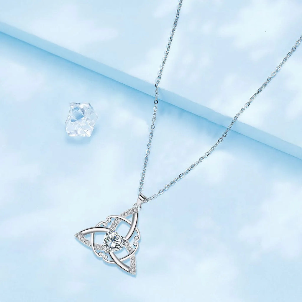 Geometric Celtic knot copper necklace for women with electroplated colour finish options
