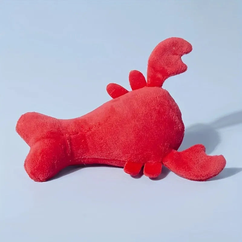 Red squeaky lobster stuffed dog toy with crab lobster design for small medium dogs