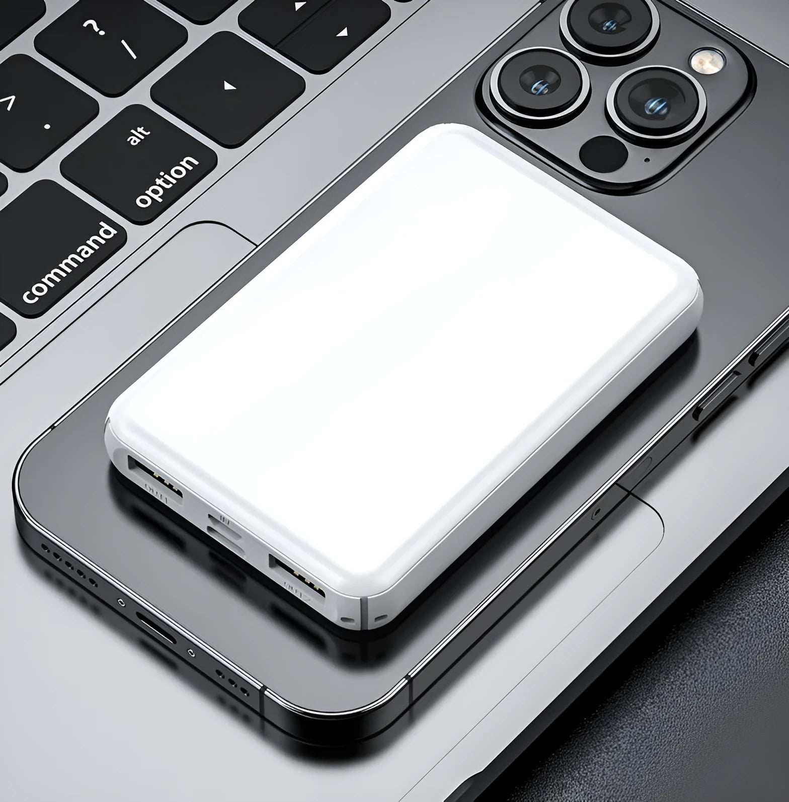 Black and white electric heating vest belt power bank with compact rectangular design
