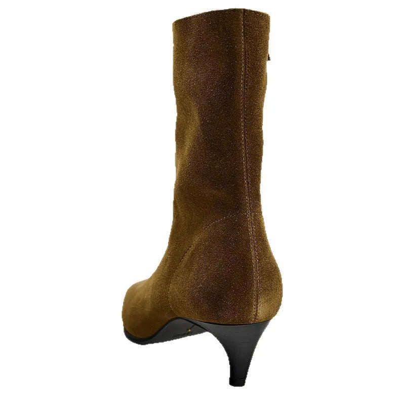 Women's black square toe ankle boots with side zipper and waterproof platform