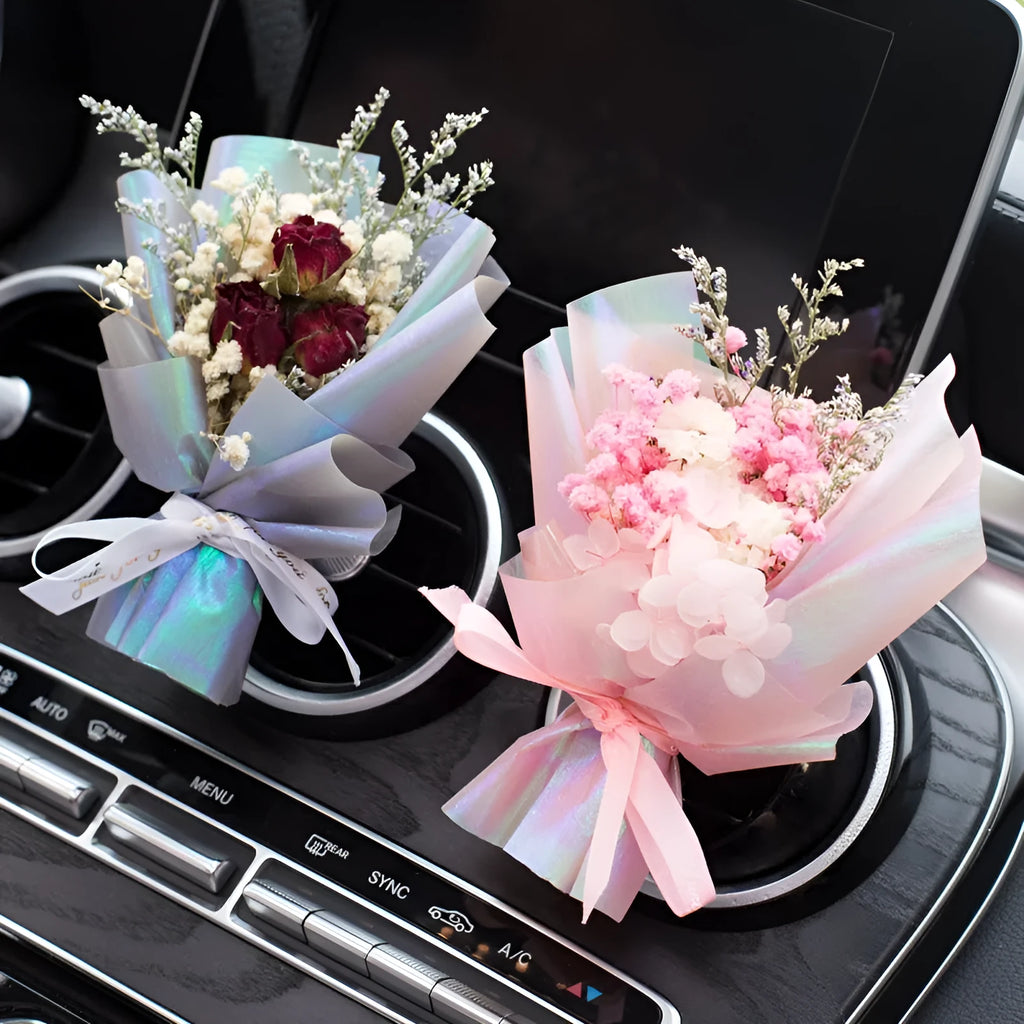 Handmade dried flower car air freshener vent clip in 10cm size with five fragrance options