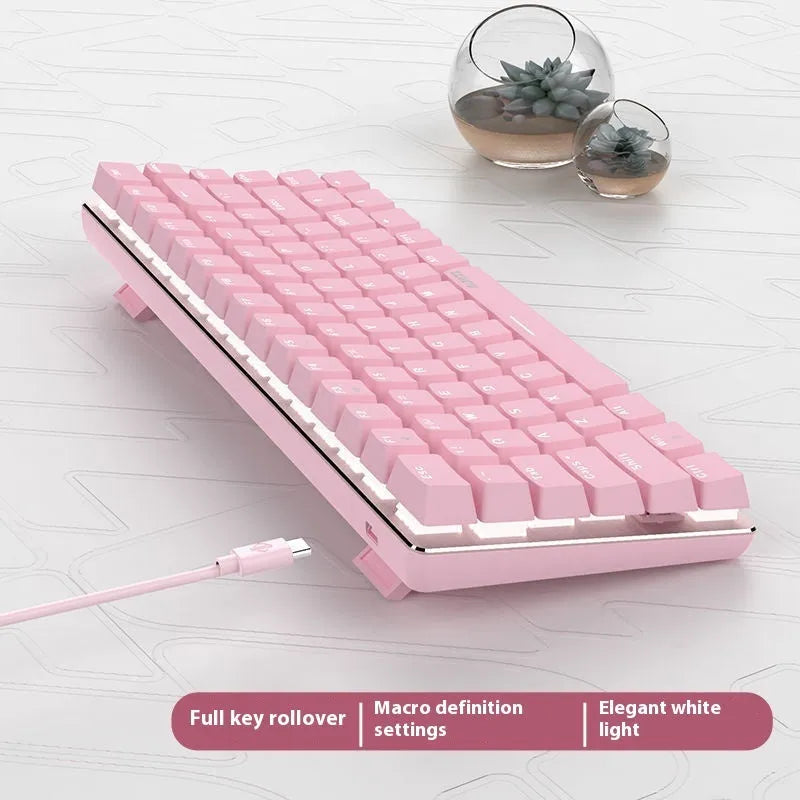 82-key mechanical gaming keyboard with white backlight and metal case