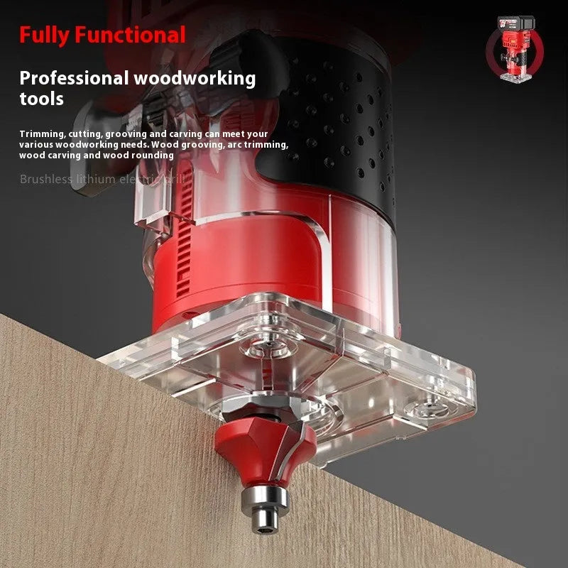 Brushless 21V lithium battery trimmer, rechargeable bare metal engraving machine for woodworking and household trimming, US power spec.