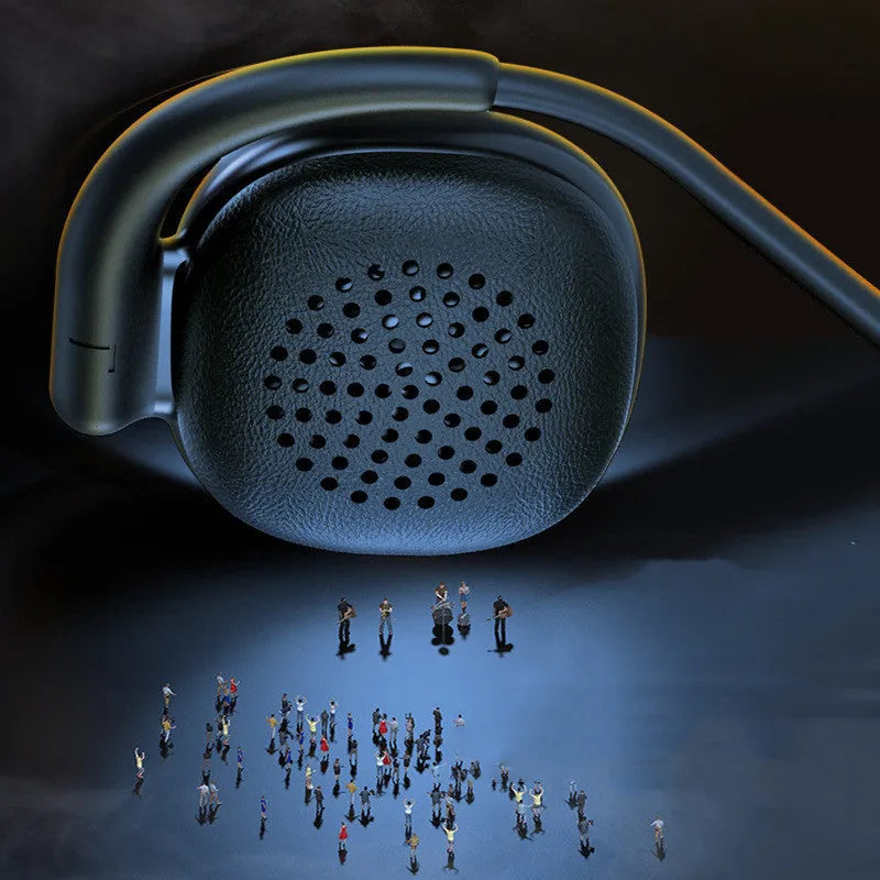 Black bone conduction Bluetooth sports headset with Jerry chip, 15m range, Type-C charging, ABS body