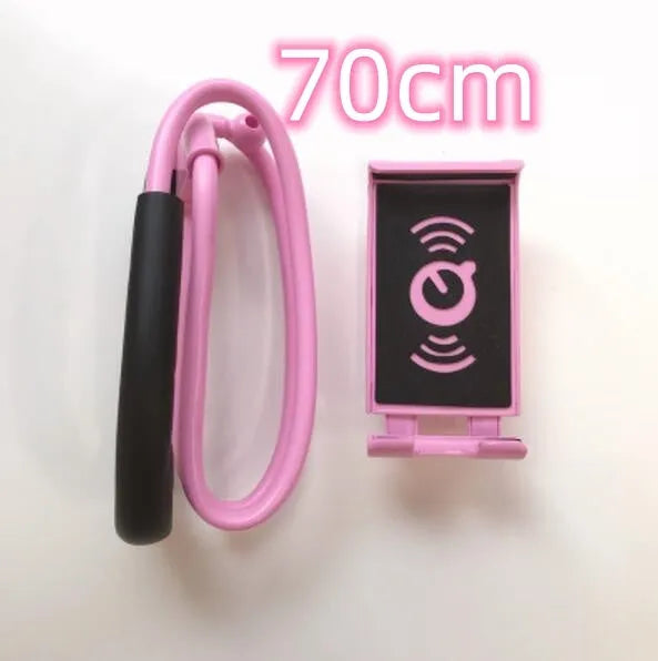 Universal smartphone holder showing 360-degree rotation, compatible with iPhone and Samsung phones, in multiple colours.