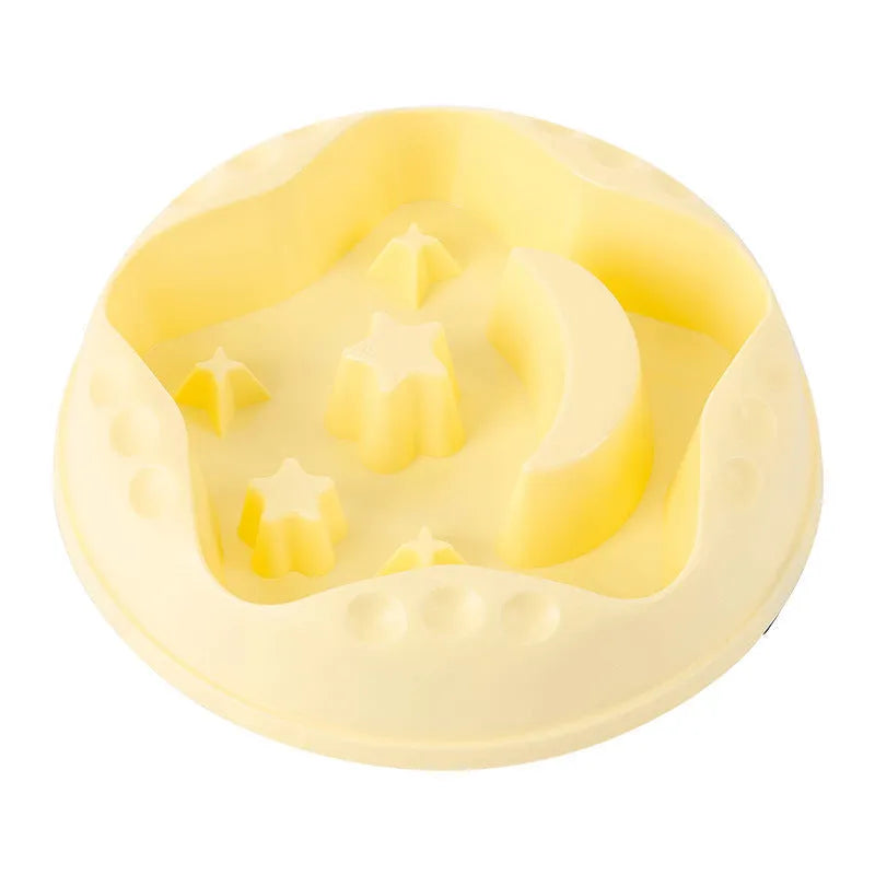 Blue Moon Star Wings slow feeder dog bowl showing raised centre with cut-outs and wide outer food channel.