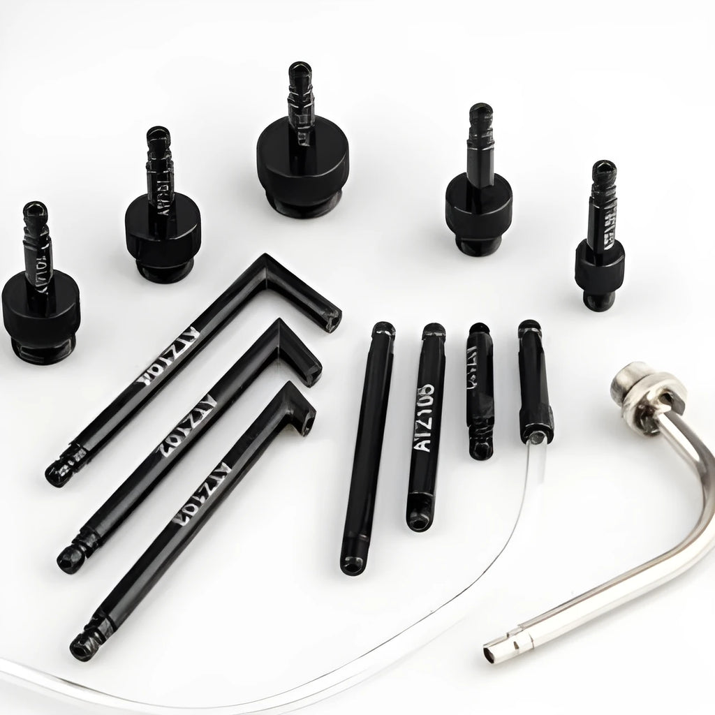 13-piece automatic transmission oil refuelling kit with pumping tool and multiple connectors