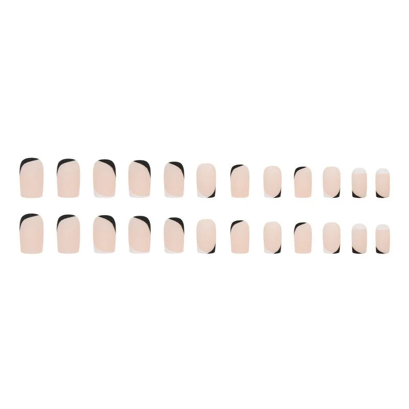 Black and white frosted false nails with mandarin duck design pattern for manicure set