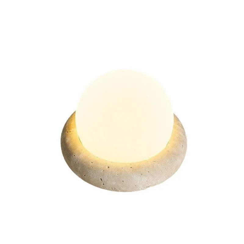 Remote control rechargeable bedside table lamp with yellow cave stone light