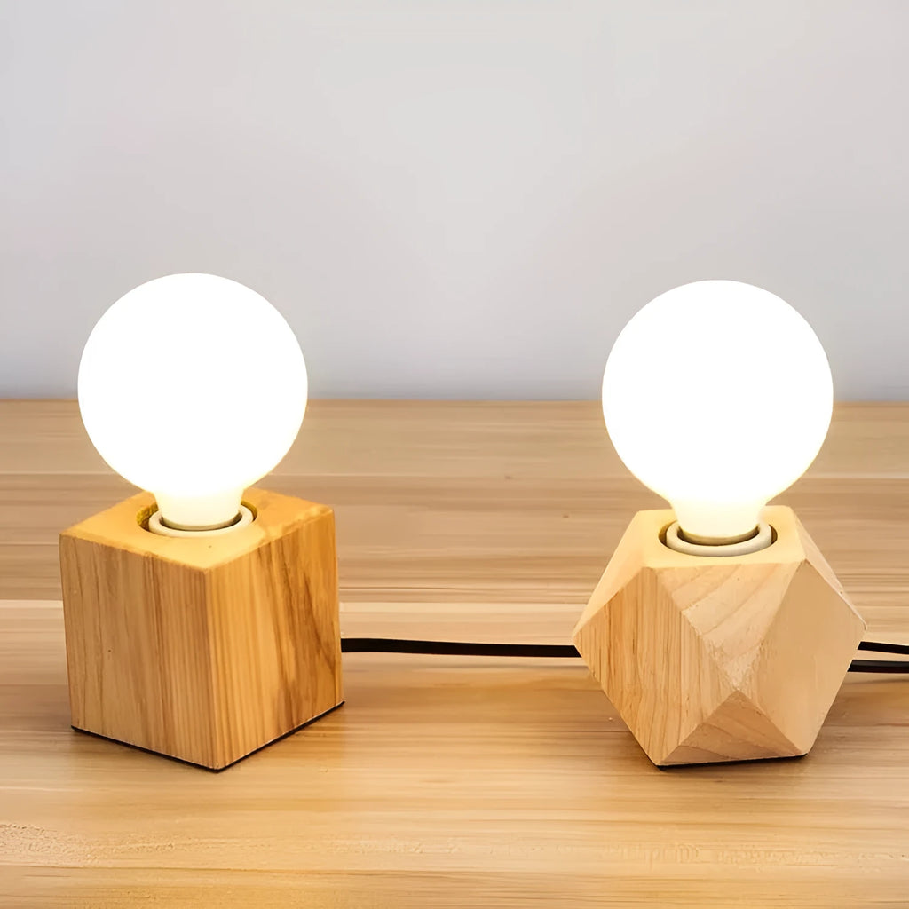 Wooden retro lamp holder in diamond or square shape measuring 75x80mm