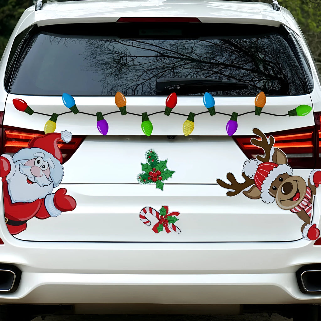 Medium Christmas elk reflective magnetic sticker with six thread colour cartoon design