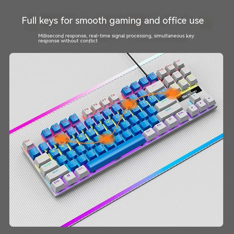 K87 mechanical gaming keyboard with green or red switches in multiple colour options