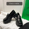 British style wide fit loafers in patent leather or matte finish with rubber sole.