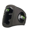 Sanda boxing chest protector target in dark grey colour showing waist protection design for martial arts training