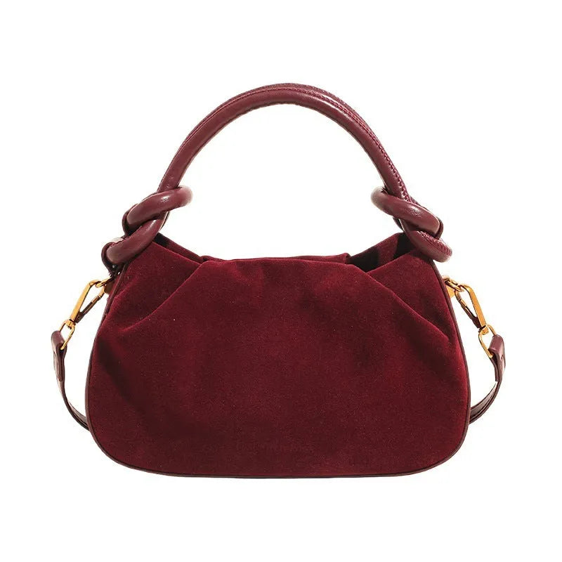 Women's retro PU flap shoulder bag, horizontal square shape, 22x7x13cm, available in black, red, khaki, brown, coffee.
