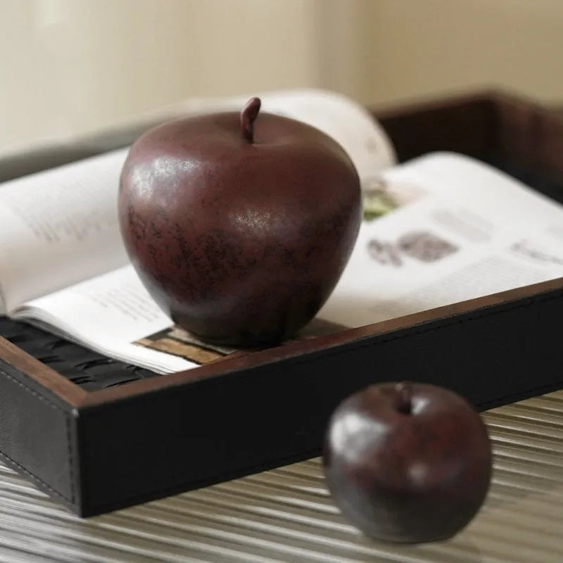Retro Chinese ceramic simulation apple ornament for desktop decoration