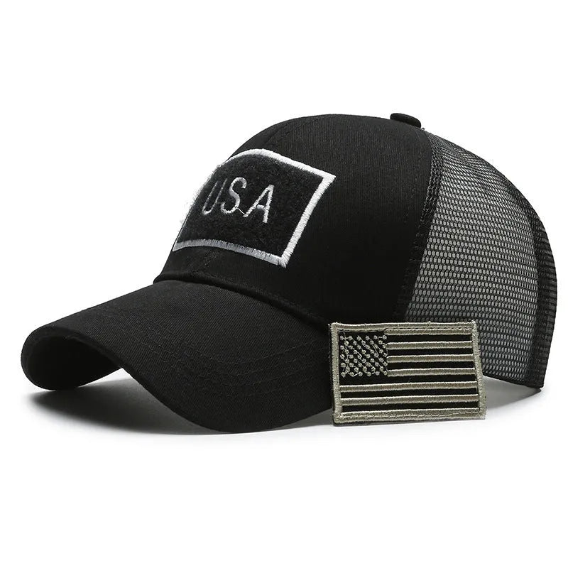 Adjustable Velcro outdoor baseball hat in tactical camouflage pattern with dome crown