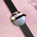 Women's smart watch with circular colour screen and metal wrist strap