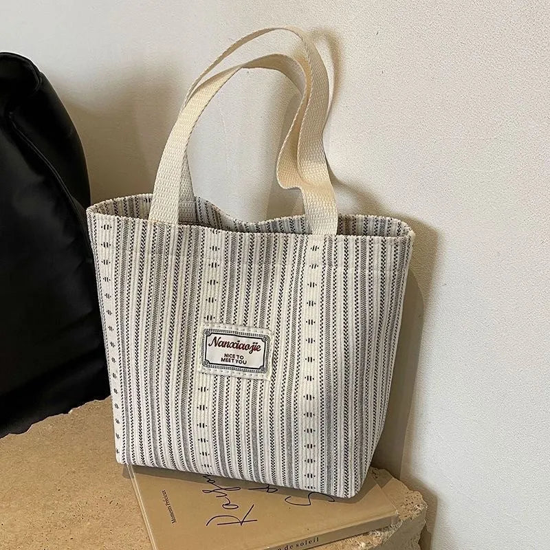 Japanese style corduroy crossbody bag with ins lining in dark brown colour