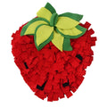 Red and green strawberry-shaped pet sniffing mat for dogs cats slow feeding forage activity