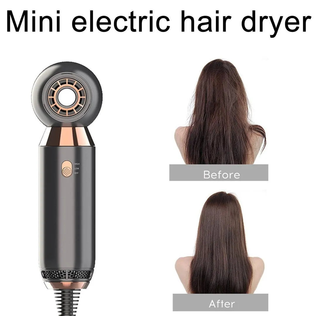 Compact 800W ionic hair dryer with diffuser accessory, measuring 20cm in length