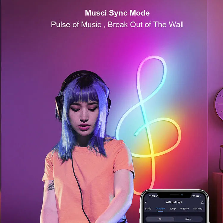 3 metre RGB magic colour neon light strip with remote control and USB connection