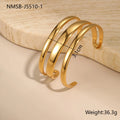 Geometric line stainless steel bracelet for women in gold tone or steel finish.