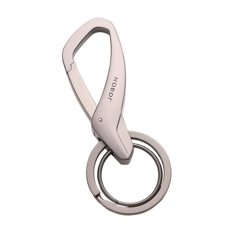 Zinc alloy car key chain with double ring waist clip in black, chrome, or nickel colours