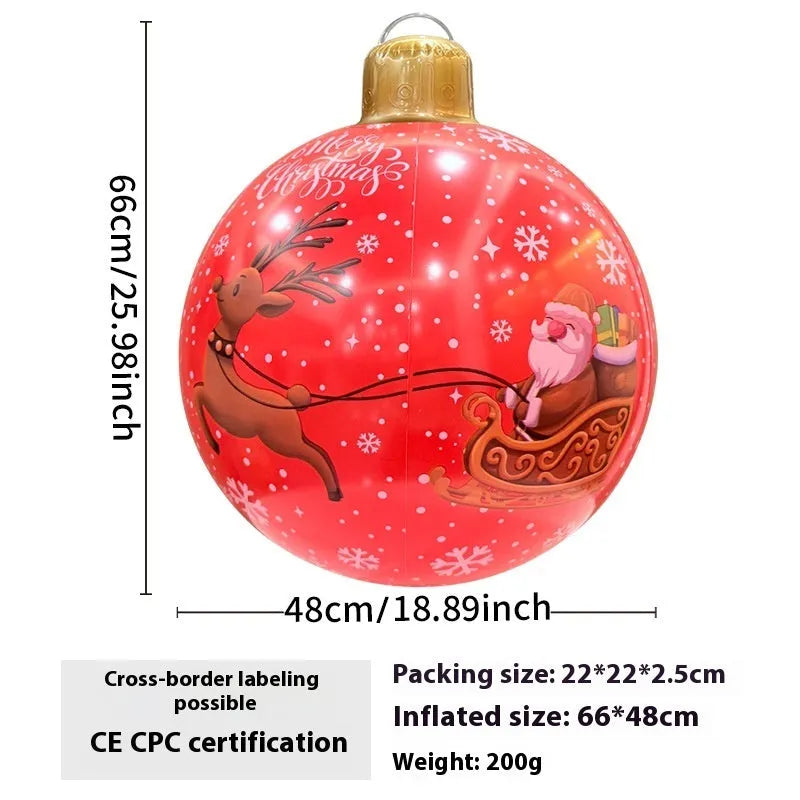 63cm inflatable Christmas ball with flashing LED lights in various designs for outdoor garden decoration