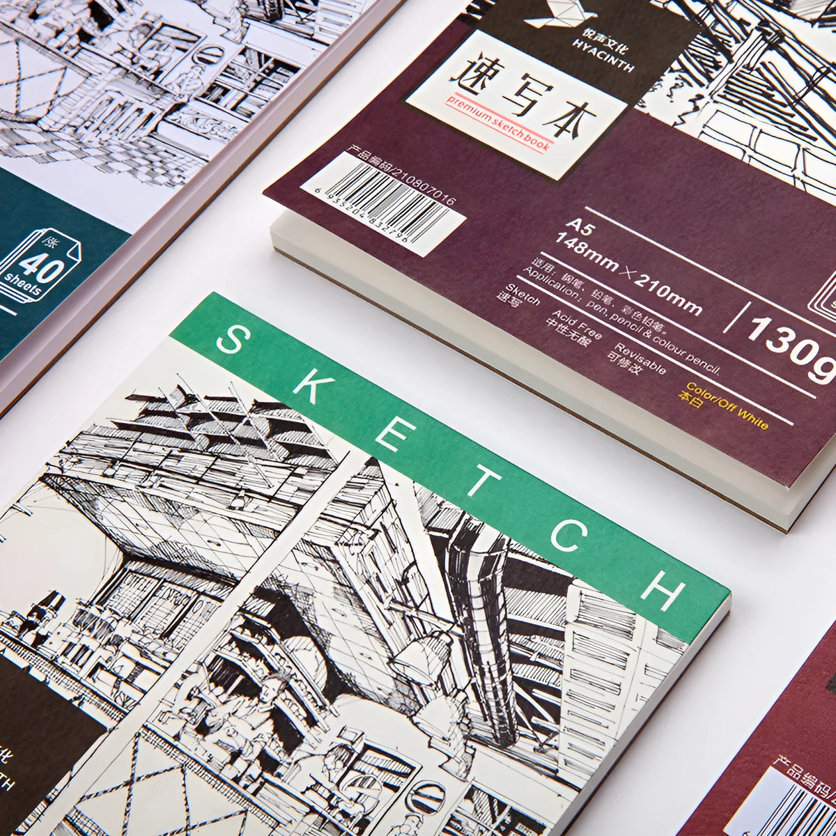 A4 sketch book with choice of glue binding or spiral coil binding in multiple paper weights