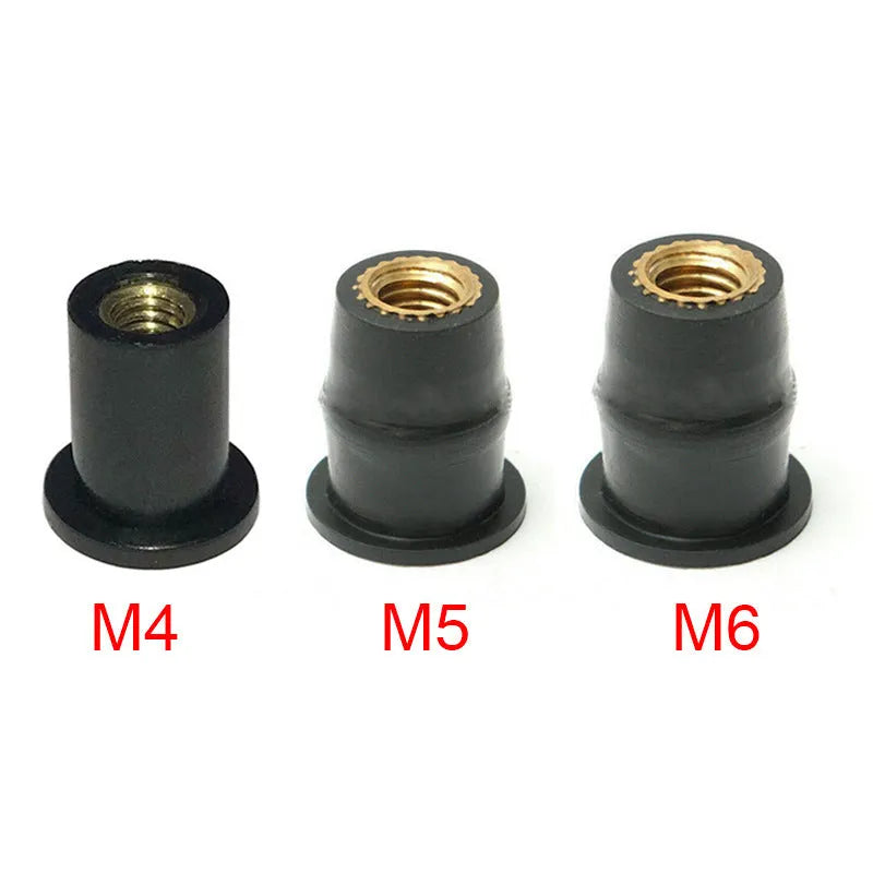 Motorcycle windshield brass rubber expansion nuts in M4 M5 M6 sizes