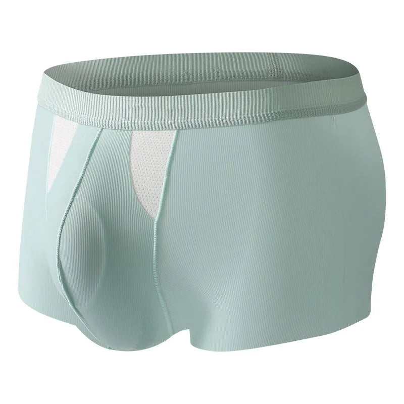 Ice silk double-layer training shorts in various colours showing hole bag design for breathability.