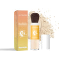 An 8g container of translucent loose setting powder with SPF sunscreen ingredients.